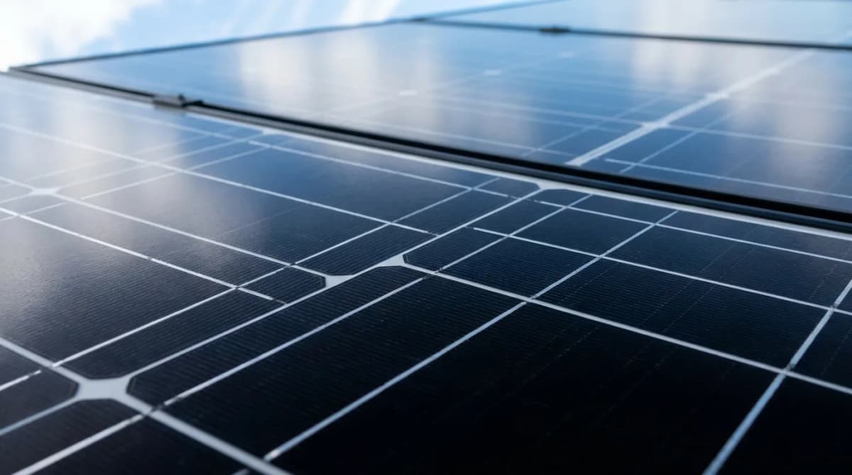 Close-up of high-efficiency solar panels
